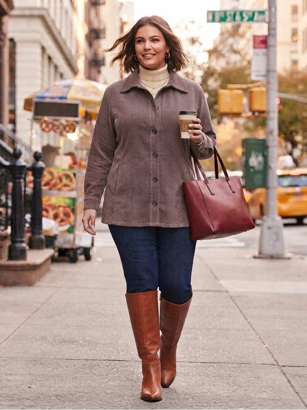 J. Jill Taupe Brown Corduroy Utility Jacket